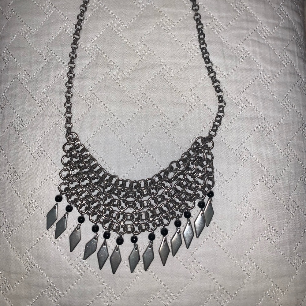 American eagle silver bib necklace